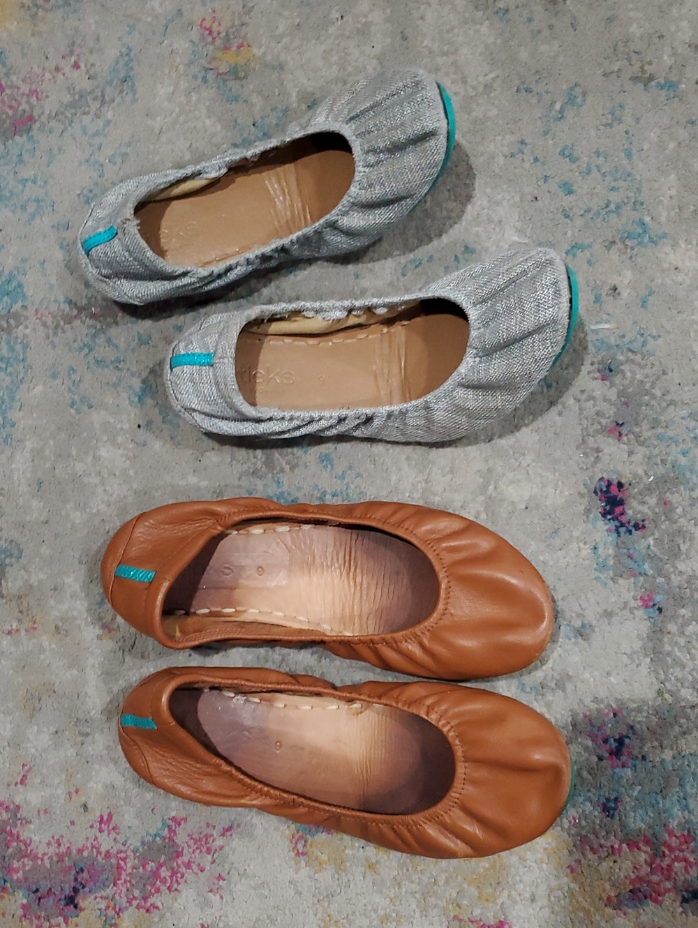 3 Pair Tieks - Silver Lake, Blue, And Brown - Size 9 - Picture 7 of 16